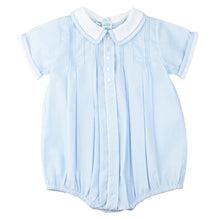 Load image into Gallery viewer, Introduce your little one to a world of charm with the Blue Button Front Dot Creeper by Feltman Brothers. This classic, timeless design is perfect for infant boys, ensuring they look utterly adorable while enjoying comfort and ease. Dress your baby in a style that celebrates tradition and elegance!
