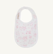 Load image into Gallery viewer, Wrap your newborn in timeless charm with the Burp Me Bib by The Beaufort Bonnet Company. Its classic toile print adds a touch of elegance while keeping messes at bay—perfectly designed to complement your baby’s wardrobe and other TBBC essentials. Ready to make every meal a stylish moment?
