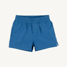 Load image into Gallery viewer, Elevate your little one's style with the Boy's Prepletic Sheffield Shorts in Wood Boat Blue by The Beaufort Bonnet Company. These versatile activewear shorts are a wardrobe staple that can be paired with any look. The vibrant blue color adds a pop of color, making them perfect for any adventure!
