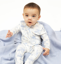 Load image into Gallery viewer, Introducing the Golf Toile 2 Way Zipper Footie by Angel Dear! This charming footie is designed with a delightful golf toile print, making it both adorable and stylish for your little one. Crafted for ultimate comfort, it ensures your infant can explore and relax freely—because every moment should be precious!
