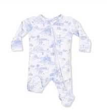 Load image into Gallery viewer, Introducing the Golf Toile 2 Way Zipper Footie by Angel Dear! This charming footie is designed with a delightful golf toile print, making it both adorable and stylish for your little one. Crafted for ultimate comfort, it ensures your infant can explore and relax freely—because every moment should be precious!
