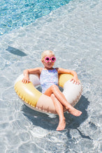 Load image into Gallery viewer, Girls’ Spring Tides Swimsuit in Pink Frosting Oyster Print
