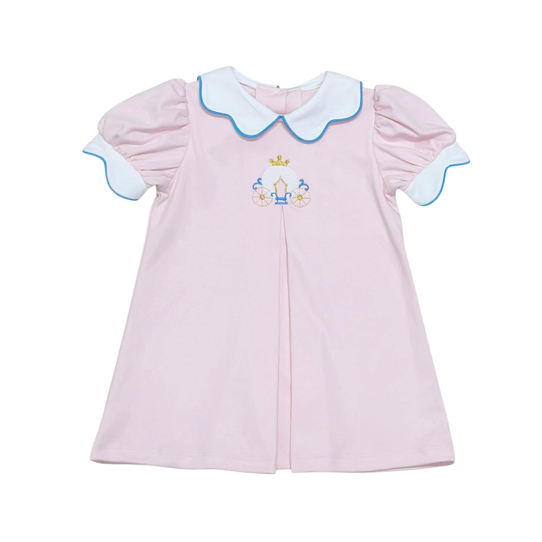 Rev up your little girl's wardrobe with the Carriage Ella Dress from Zuccini Kids. This soft knit dress features a stunning princess carriage embroidery, complete with a classic white collar and front pleat. Let her feel like the princess she is in this must-have dress!