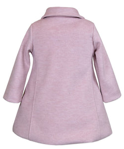Girls Two Bow Car Coat - Heather Pink
