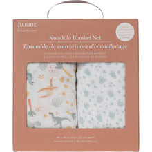 Load image into Gallery viewer, The Swaddle Blanket Set from JuJuBe × Studio Oh! can also be used for tummy time, as lightweight stroller covers, and as nursing throws.
- Machine washable
- Set of 2 designs
- Soft and cozy material is gentle on Baby's skin
- Sustainable, non-GMO bamboo fabric
- Measures 44"W × 44"L (112 cm × 112 cm)

