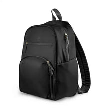 Load image into Gallery viewer, Parent life just got easier with the Deluxe Backpack from JJB by JuJuBe. This backpack's front-pocket changing station stores diapers and wipes and includes a washable changing pad with integrated pillow—everything you need to make diaper changing quick and easy wherever you are. Feeding is simple with the insulated bottle pocket that holds any sized bottle, and additional storage compartments keep everything in its place and easy to find.

