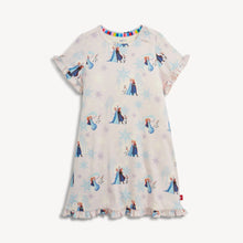 Load image into Gallery viewer, Our Frozen Magnetic Nightgown by Magnetic Me features magnetic closures at the neck, allowing the gown to slip easily over the head—which also helps your kids develop a can-do attitude toward dressing themselves. Crafted in our revolutionary, naturally flame resistant fabric without the use of toxic chemicals, RightFit™ is breathable and oh-so soft.
