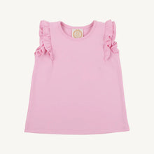 Load image into Gallery viewer, Elevate your little one’s wardrobe with the Ruehling Ruffle Top in Pier Party Pink! This delightful pink knit tee combines a classic silhouette with charming ruffles, perfect for creating fun, stylish outfits. Pair it effortlessly with Berry Sweet Shelby Anne Shorts for a look that radiates joy and confidence!
