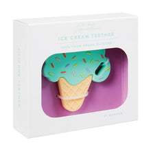 Load image into Gallery viewer, Make teething time a little sweeter with this adorable ice cream cone silicone teether!

- Made from safe, BPA-free materials for peace of mind while baby explores
- Soft, textured surface gently soothes sore gums
- Easy-to-hold design, perfect for tiny hands
- A fun and charming gift for baby showers, summer babies, or everyday smiles
- Gift Boxed
