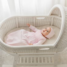 Load image into Gallery viewer, Pink Baby Smocked Bullion Gown With Bonnet
