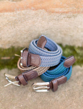 Load image into Gallery viewer, The Country Club Stretch Belt delivers stretch, comfort, and classic style in one essential accessory. The adjustable clasp secures anywhere along the weave for custom sizing, while the silver buckle and brown leather give it a timeless finish.
