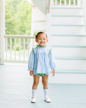Load image into Gallery viewer, Celebrate every giggle this fall with Jellybean’s Basin Floral Hallie Diaper Set! The charming floral top pairs beautifully with soft green bloomers, creating an irresistible look that keeps your little one cozy and stylish all season long. Ready to brighten your baby’s wardrobe?
