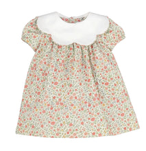 Load image into Gallery viewer, Celebrate every moment with the Orange Storybook Vintage Scallop Collar Dress by Sophie and Lucas. Its crisp white petal collar and vibrant orange floral print bring warmth and charm to fall gatherings and timeless portraits alike. Isn’t it time your little one wore a story worth telling?
