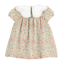 Load image into Gallery viewer, Celebrate every moment with the Orange Storybook Vintage Scallop Collar Dress by Sophie and Lucas. Its crisp white petal collar and vibrant orange floral print bring warmth and charm to fall gatherings and timeless portraits alike. Isn’t it time your little one wore a story worth telling?
