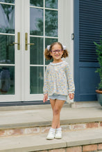 Load image into Gallery viewer, Celebrate autumn’s magic with the Crimson Harvest Bloomer Set by The Proper Peony! The vibrant pumpkin-print top bursts with seasonal charm, while soft blue bloomers ensure comfort and style for your little pumpkin’s perfect day in the patch!
