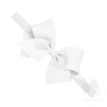 Load image into Gallery viewer, The Small Classic Grosgrain Girls Hair Bow on Baby Headband by Wee Ones is now perfect for your baby girl after adding it to this matching soft elastic band. Available in light pink and white.
