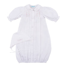 Load image into Gallery viewer, Wrap your little one in a world of elegance with the Girls Floral Take Me Home Gown With Bonnet by Feltman Brothers. This heirloom-quality gown, adorned with delicate lace and charming floral details, is perfect for those precious moments at home or during portraits. Create lasting memories in this timeless piece!
