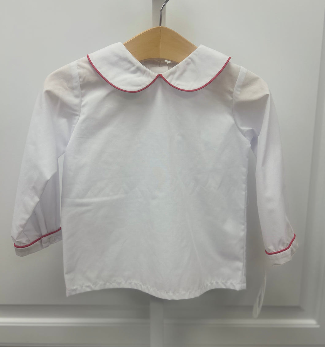 Red Piping Peter Pan Collar Shirt