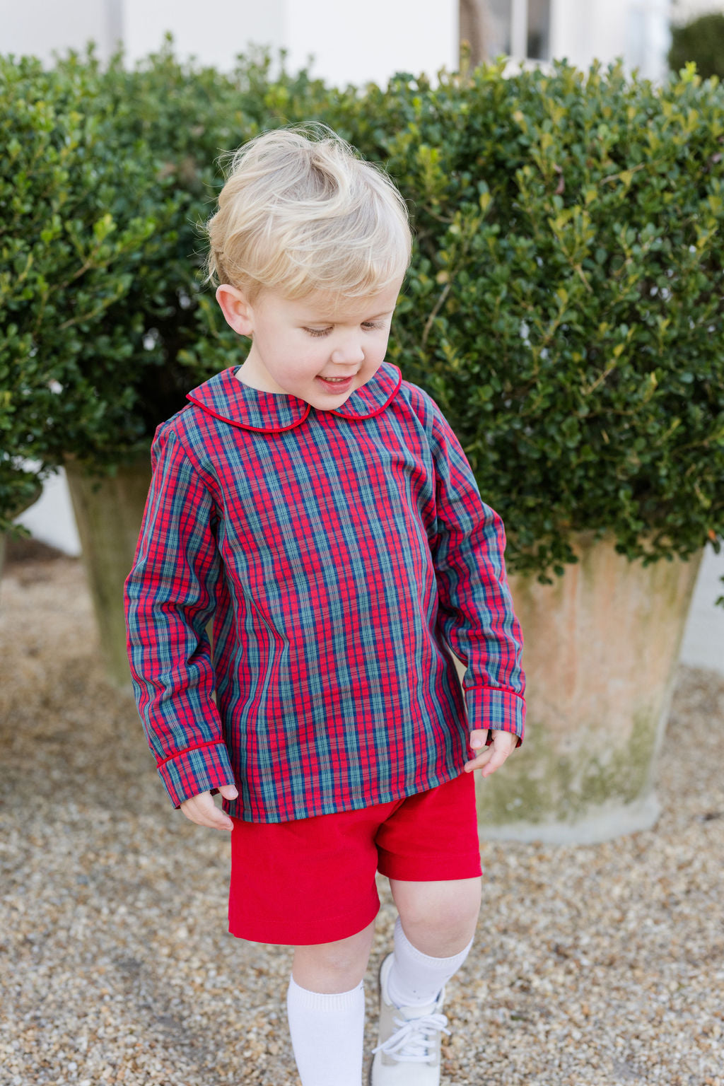 Boy's Ward Red Tartan Short Set