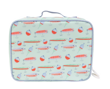 Coated, clean, and cute! The Lunchbox available several classic patterns, all wipeable. It is just the right size for your bento box. Equipped with a mesh inner pocket to hold your cooler packs and love notes, specifically placed on the back of the lunchbox leaving the front open for monogramming.

Made with our PVC-free, wipeable, non-chlorinate coated fabric that is soft to the touch, antimicrobial, water resistant, odorless and biodegradable. This fabric has been specifically developed to be a healthier 