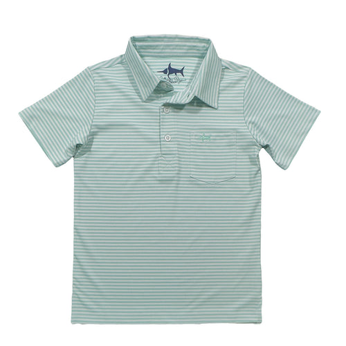 Discover the ultimate summer style with the Inshore Performance Polo from Salt Water Boys. Made with high-performance material, this signature polo features an Ocean Wave Stripe design that's perfect for all-day comfort and fun in the sun. Order now and experience the best of both worlds - style and function!