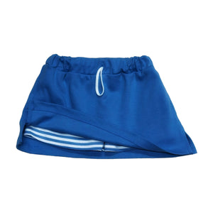 Introducing the Miley Skort, a must-have for any toddler girl's wardrobe. With a soft knit material, comfortable drawstring, and shorts underneath, it's perfect for playtime or any occasion. Available in 2 colors and pairs perfectly with the Girl's Polo Knit Top for a classic and put-together look.