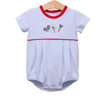 Load image into Gallery viewer, Add a touch of Disney magic to your little one&#39;s wardrobe with our Mouse Embroidery Boy&#39;s Bubble! Perfect for a trip to Disney or for any little Disney fan, this adorable outfit from Trotter Street Kids features charming mouse embroidery and playful bubble style. Make every day feel like a dream with this must-have outfit!
