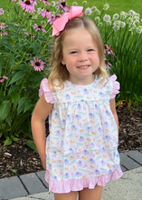 Load image into Gallery viewer, Transform your little one into an animal lover with Infant Girls Zoo-Pendous Bloomer Set from James &amp; Lottie! Featuring a charming zoo animal design, ruffle details, and pink gingham bloomer shorts, it&#39;s perfect for a day at the zoo or any playdate. Your child will look cute and feel comfortable in this adorable outfit!
