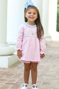 Dress your little one in festive charm with the Infant Girls Nativity Bloomer Set from Trotter Street Kids. This adorable outfit pairs a striped tunic with coordinating bloomer shorts, enhanced by delicate ruffle details. The beautifully embroidered nativity scene adds a meaningful touch, making it perfect for holiday celebrations and treasured photos.&nbsp;