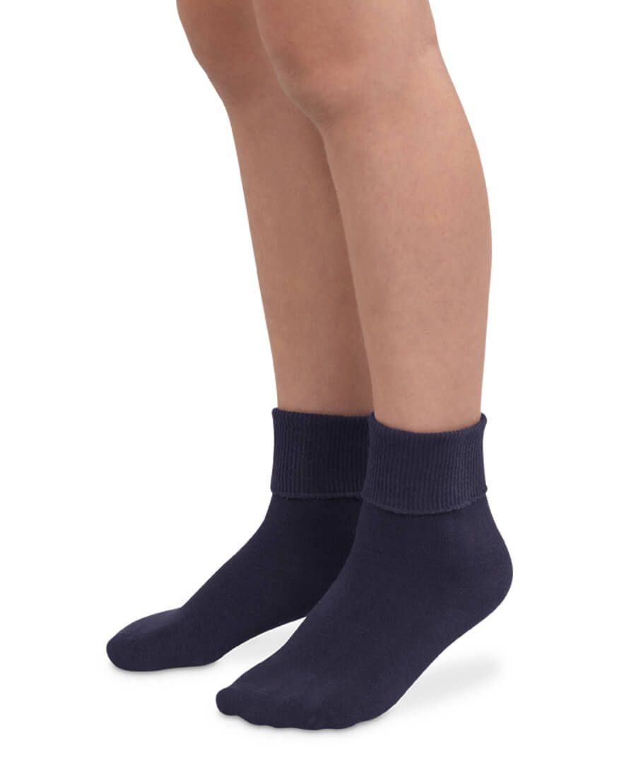 Smooth Toe Turn Cuff Socks- Navy