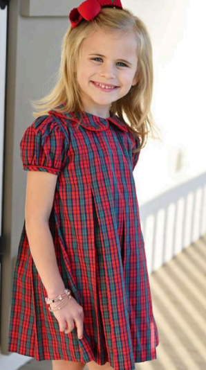 Paige Red Tartan Plaid Pleat Dress