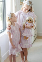 Load image into Gallery viewer, The Camden Girls&#39; Lounge Dress in Pretty Pink Bows by Lila &amp; Hayes offers a soft, cozy fit perfect for relaxing or playtime. Its charming pink bow print adds a delightful touch of sweetness, making it an ideal choice for your little girl&#39;s everyday comfort. Complete the look with the matching robe and doll dress for a coordinated, adorable ensemble she&#39;ll love to wear again and again.
