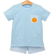 Load image into Gallery viewer, Boys Gingham Pumpkin Short Set
