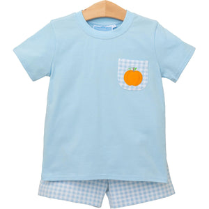 Boys Gingham Pumpkin Short Set