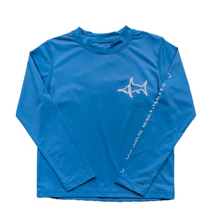 Introducing the Tybee Rashguard, your perfect companion for a summer of fun in the sun! Designed with classic blue or white colors and featuring the Salt Water Boys fish logo, this shirt will not only protect you from the sun but also add a touch of style to your beach and pool days. Get ready to make a splash and show off your bold fashion sense with the Tybee Rashguard!