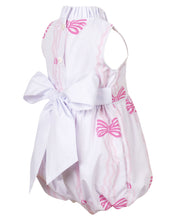 Load image into Gallery viewer, Dress your infant girl in the adorable Ada Ribbons &amp; Bows Bubble from The Yellow Lamb. This charming bubble style outfit features a pink bow and ribbon design and a back bow tie. Don&#39;t forget to grab the matching Ada Ribbons &amp; Bows Dress for a sibling set!
