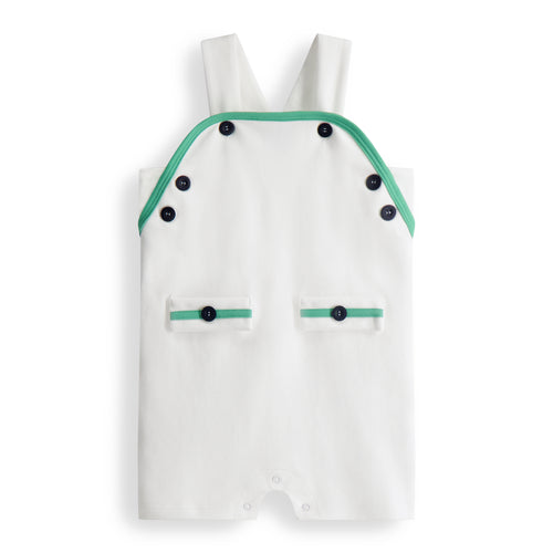 Elevate your baby boy's summer wardrobe with our Infant Boy's White Pique Romper from bella bliss! Keep him cool and stylish in this classic outfit, perfect for any occasion. Complete the look with our Footmates Tide Sandals. Don't miss out on this must-have summer essential!