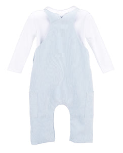 Dress your little one in timeless style with the Classic Boy Corduroy Longall from Sophie &amp; Lucas. This light blue corduroy overall offers both comfort and durability, perfectly paired with a crisp white Peter Pan collar long sleeve tee for an effortlessly charming look. Ideal for everyday wear or special occasions, this outfit ensures your child stays cozy while looking classic.