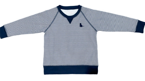 The Boys Basics Sam Sweatshirt in Navy Stripe by James & Lottie offers timeless style and all-day comfort. Crafted from lightweight cotton, its classic navy and white stripes provide a versatile look that works perfectly for playdates or casual outings. Designed to keep boys cozy without overheating, it’s a reliable wardrobe staple that both moms and sons will love.