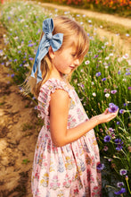 Load image into Gallery viewer, Elevate your little girl&#39;s wardrobe with the Girls Via Dress from Pink Chicken! This stylish dress features a charming pink flowerette design and ruffle straps making it perfect for any spring or summer event. Made with high-quality cotton materials, your child will feel comfortable and stylish all day long. Upgrade your tween&#39;s fashion game with this must-have dress!
