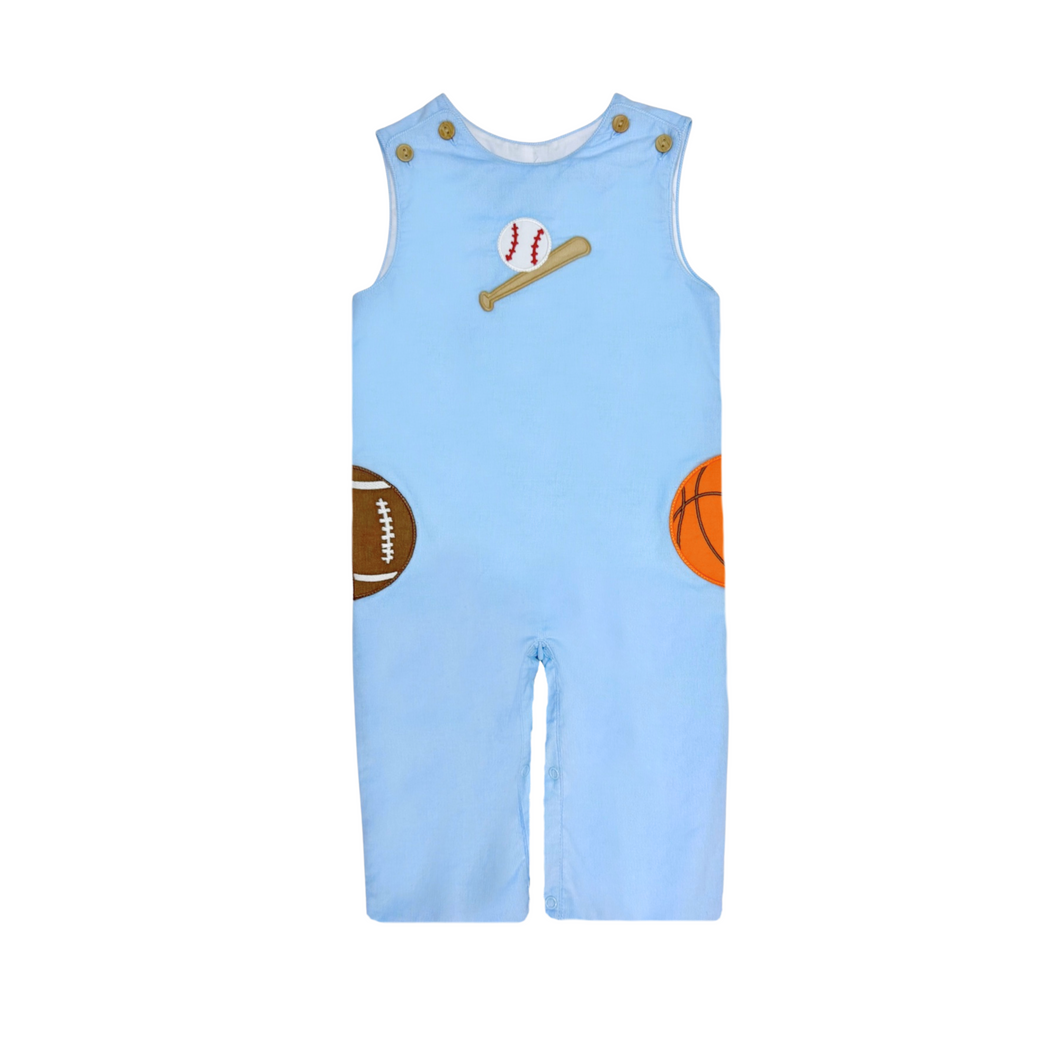 Introduce your little athlete to timeless style with this charming light blue corduroy longall from Zuccini Kids. The Infant Boys Sports Ashton features delicate embroidered sports details that celebrate active play and outdoor adventures. Crafted from soft, durable corduroy, this one-piece design offers easy dressing and all-day comfort for your growing boy.