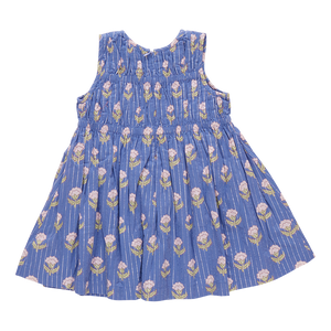 Get your little girl ready for any occasion with the Girls Sleeveless Waverly Dress from Pink Chicken! The elegant blue background and sparkling pinstripe are complemented by delicate pink flowers, making this dress a perfect choice for any event. Its classic sheath top and A-line skirt silhouette will ensure she looks stylish and comfortable.