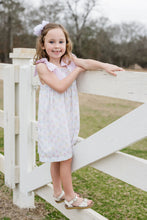 Load image into Gallery viewer, Indulge in the beauty of nature with Thea Flower Bouquet Dress from James &amp; Lottie! Adorned with floral bouquets and cute bows, this dress exudes a sense of elegance. The pink and white seersucker ties on the shoulders add a charming touch. Perfect for any occasion, this dress will make you feel like a blooming flower!
