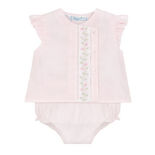 Load image into Gallery viewer, Infant Girls Pink Floral Vine Diaper Set
