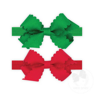 Two Mini Scallop Bows Headbands