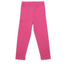 Load image into Gallery viewer, Get your little one dressed up in style with these bright pink Scallop Leggings from Trotter Street! Perfect for toddler girls, these leggings feature a unique scallop design and are available in a variety of colors. They are perfect for adding a fun pop of color to any outfit and will keep your little fashionista comfortable all day long.
