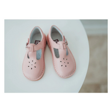 Load image into Gallery viewer, Joy, with its t-strap and perforated design, is an impeccable timeless shoe. With our array of colors, this mary jane can&nbsp;become your child&#39;s favorite for any special or casual occasion!

Stitch down construction
Hook and loop velcro closure
Breathable leather lining with arch support

Upper: Full grain leather
Rubber sole
Padded collar for comfort
