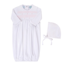 Load image into Gallery viewer, Infant Smocked Bullion Gown with Hat
