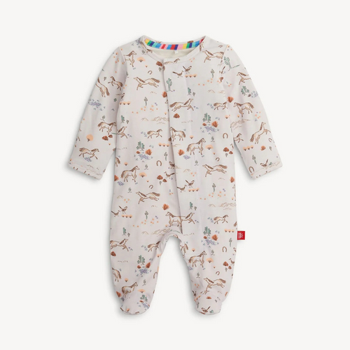 Born to Run Right Fit Footie- A modal baby essential with magnetic closures that make diaper changes and dressing easy. Made from sustainable modal, it's a silky-soft and temperature-regulating sleeper to keep your little one comfy from head to toe.

TENCEL™ modal is bio-based, ethically sourced, biodegradable and more durable than bamboo.
More to love about modal: it's silky soft, breathable, temperature-regulating, and resistant to pilling and fading.