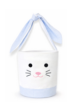 Load image into Gallery viewer, Celebrate the magic of springtime with a seersucker-trimmed Bunny Basket made for egg-hunting, Sunday morning surprises, and all of the excitement that the holiday has in store. With bunny ear straps and sweet bunny face embroidery, these large cotton totes are constructed of soft stone canvas and pastel seersucker and can be customized with a name for that extra special added detail.

Easter Bunny-approved bunny face embroidery ready for springtime celebrations
Perfect for kids of all ages
Great for holida
